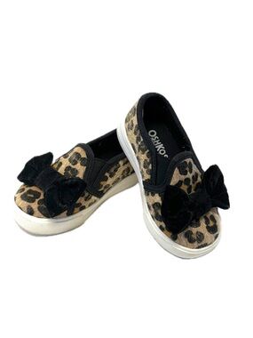OshKosh B'gosh Leopard-Print Slip-On Sneakers with Black Bow Size 6